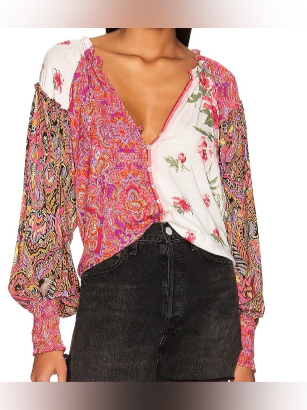 Free People Gemini Blouse in Vintage Combo
